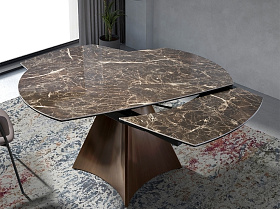 Раздвижной овальный обеденный стол 1113/MC22181DT из мраморной керамики и стали
