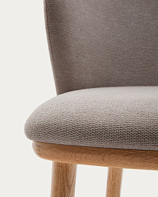 Ciselia Полубарный стул из коричневого шенилла и ясеня в натуральной отделке