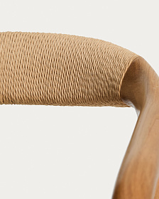 Уличный стул Derile из массива дуба в натуральной отделке и бежевой веревки