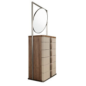 Шифоньер с зеркалом 7205 из кожи, ореха и серой стали