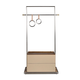 Вешалка для одежды 3282 из кожи, ореха и нержавеющей стали