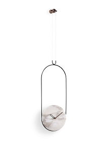 Часы настенные Colgante мрамор Calacatta Gold - черный металл