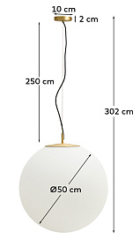 Подвесной светильник Brisia из металла в латунной отделке со стеклянным плафоном Ø50 см