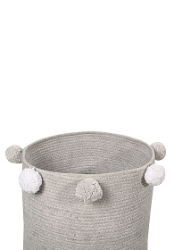 Корзина с помпонами серая 30*30*30