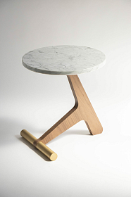 Столик Puntero орех/мрамор Calacatta/латунь