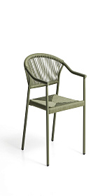 Уличный стул Livadia из зеленого алюминия и веревки