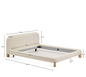 Кровать Odina из ткани букле цвета экрю 180 x 200 см