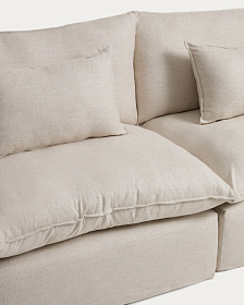 Модульный пятиместный диван Anarela из бежевого льна и вискозы со съемным чехлом, 370 см