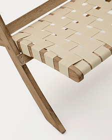 Складное кресло Chabeli из массива акации и шнура кремового цвета