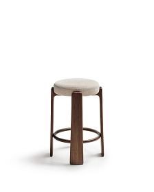 Granite Барный табурет из бежевого шенилла и массива ясеня в отделке орех 75 см