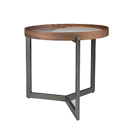 Круглый журнальный столик 2130/437-B из ореха и керамики