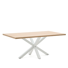 Стол Arya деревянный с белыми стальными ножками 200x100