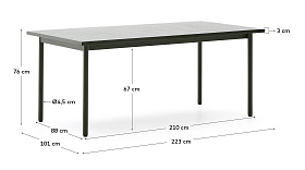 Уличный стол Maurina из оцинкованной стали зелёного цвета с зелёной керамическо плиткой 223 x 101 см