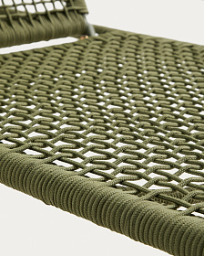 Шезлонг Dandara из зеленой стали и веревки на ножках из массива акации