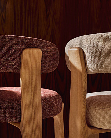 Барный стул Granite из терракотовой синели и ясеня с натуральной отделкой 75 см