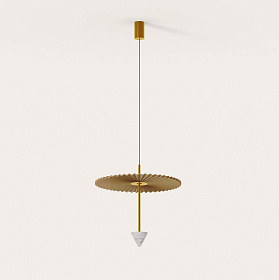 Подвесной светильник Vant золотой металл/белый мрамор/каучуковый ребристый диск винтажно-коричневый