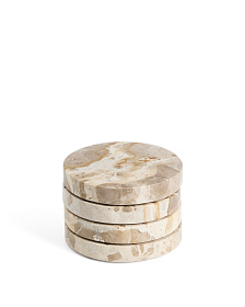 Набор из 4 круглых подставок Malder из бежевого мрамора