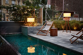 Уличный торшер Cala P140 IP65 коричневый / дерево ироко