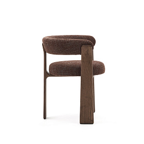Granite Стул на 3 ножках из коричневого шенилла и массива ясеня в отделке орех