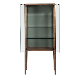 Высокий буфет 3292 из закаленного стекла и орехового дерева с подсветкой