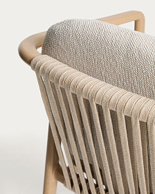 Уличный стул Sirte из алюминия с отделкой под дерево и веревкой цвета экрю