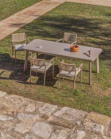 Раздвижной уличный стол Izola из алюминия с бежевой отделкой, 220 (280) x 100 см
