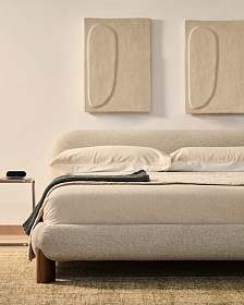 Кровать Odina из букле цвета экрю со съемным чехлом 180 x 200 см