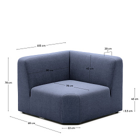 Угловой модульный диван Neom синего цвета 75 см