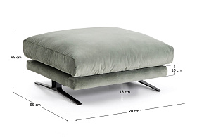 Пуф для ног Veliro из зеленого бархата, 85 x 90 см