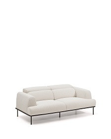 2-местный диван Aurum из шенилла цвета экрю и серого металла 210 см