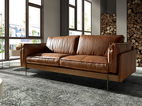 Диван 3-местный 6223 SL из табачно-коричневой кожи
