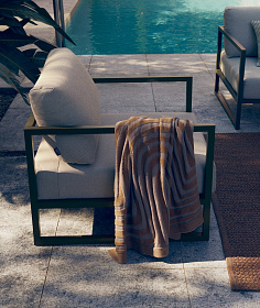 Comova Уличное кресло из алюминия светло-серое с зеленым алюминиевым каркасом