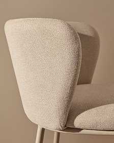 Барный стул Ciselia из бежевого шенилла и бежевой стали, 75 см