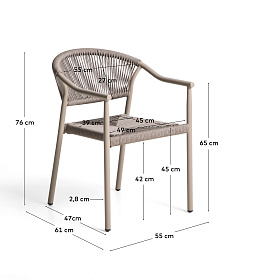 Уличный стул Livadia из алюминия цвета таупе и веревки