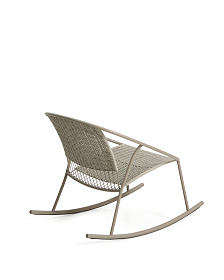 Кресло-качалка уличное Atrani из стали и веревки бежевого цвета