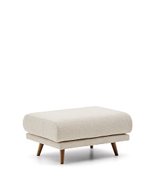 Пуф для ног Karin из бежевой синели с ножками из бука в отделке орех, 90 x 70 см