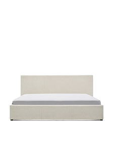 Кровать Nahiri бежевого цвета из шенилла с ящиком для хранения 180 x 200 см