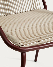 Уличный стул Zivia из веревки цвета экрю и стали бордового цвета