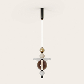 Подвес вертикальный Yma с 5 акс. WHITE, METAL ORO MATE, FUME GRIS 20CM, ALABASTRO 35CM