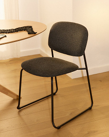 Стул Meli из серого шенилла с серыми металлическими ножками