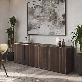 Тумба под ТВ Empire Smoked Eucalyptus/Emperador Marble/Gold Stainless