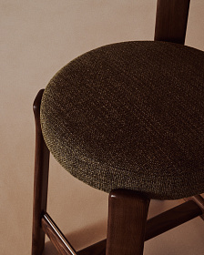 Полубарный стул Granite из зеленого шенилла и ясеня с отделкой орех 65 см