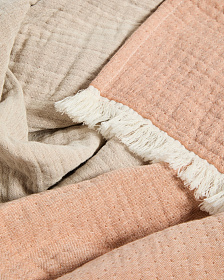Плед Nafine из хлопкового муслина с двухцветной бахромой 130 x 170 см