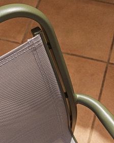 Уличный стул Luri из алюминия зеленого цвета и бежевого текстиля