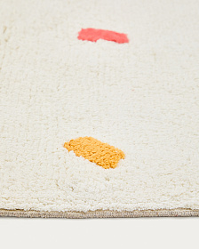 Ковер Epifania белый хлопок с разноцветными точками 90 x 150 см