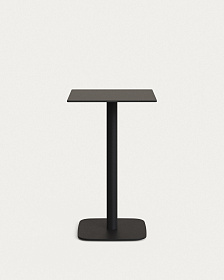 Высокий садовый столик Dina черный на черном металлическом основании 60 x 60 x 96 см