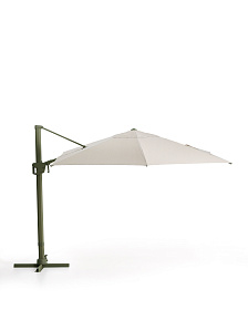 Бежевый консольный зонт Noli с зеленой алюминиевой конструкцией, 300 x 420 см