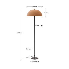 Торшер Nibla из черного металла с абажуром с терракотовым эффектом