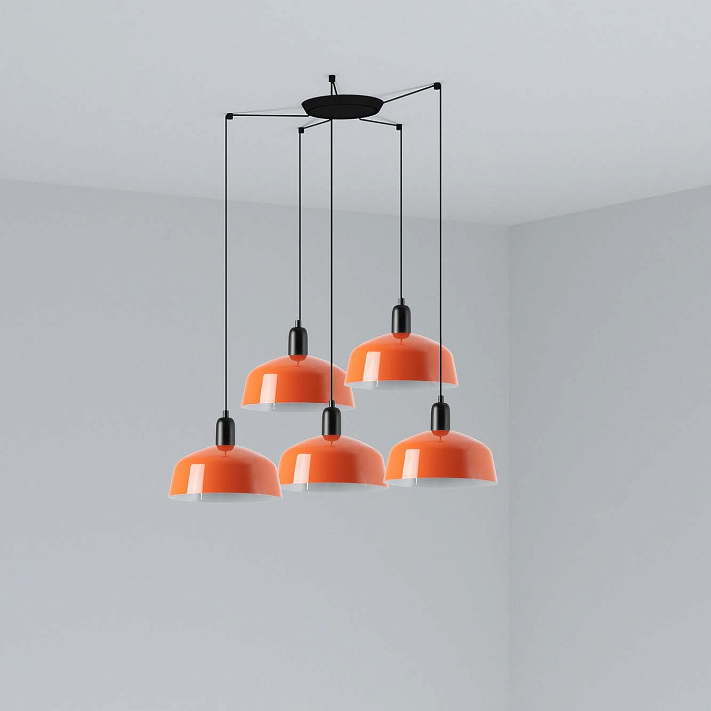 Подвесной светильник TATAWIN красно-оранжевый 5xE27