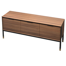 Сервант BENISSA шпон ореха F, черный матовый лак, латунь